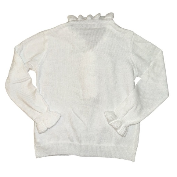 White ruffle sleeve diamond pearl button up sweater BNWOT women’s size XL - Picture 2 of 6